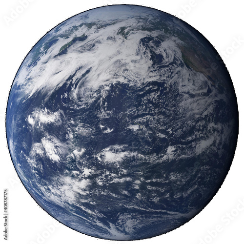 Earth image from space, globe isolated, blue planet