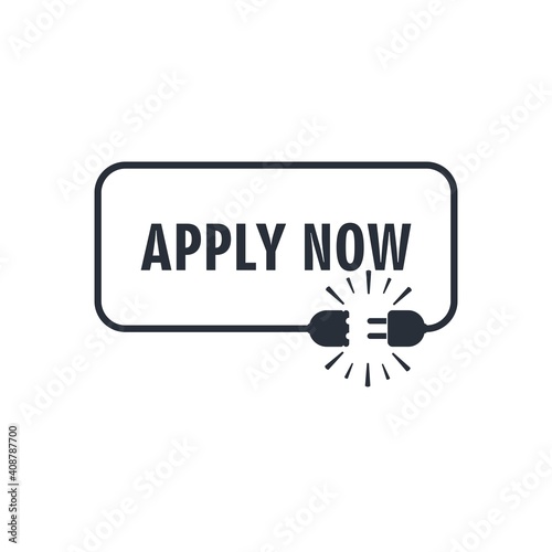 Apply now button. Click  business concept. Vector icon isolated on white background.  