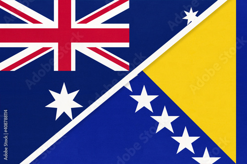 Australia and Bosnia and Herzegovina, symbol of national flags from textile.