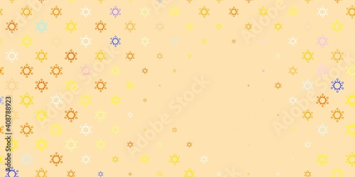 Light blue, yellow vector pattern with coronavirus elements.