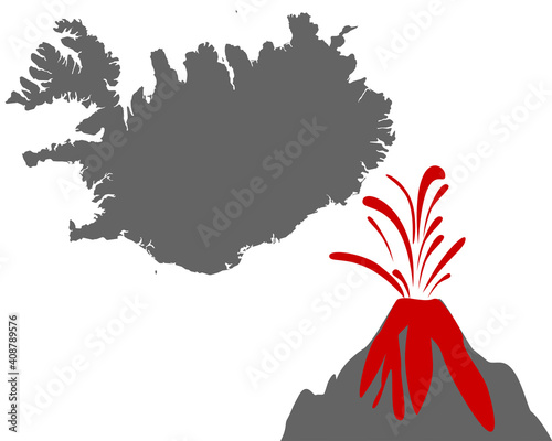 Karte von Island mit Vulkan