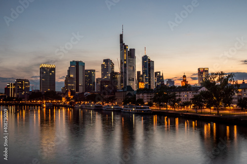 Skyline at sunset  Frankfurt  Germany
