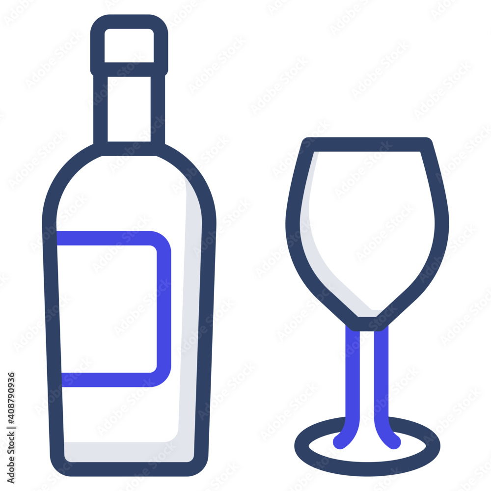 Wine bottle with glass icon Wine bottle with glass icon