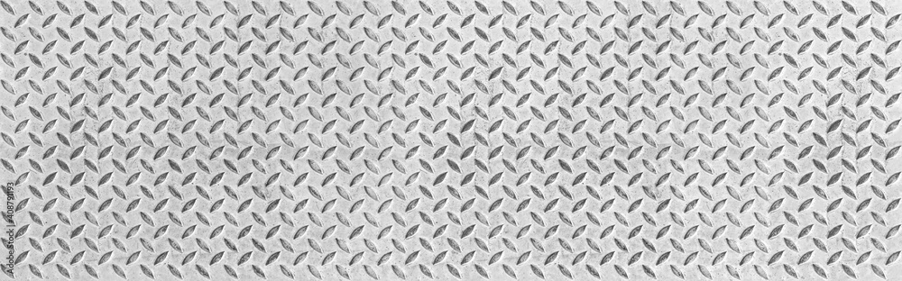 Panorama of Silver Diamond Steel Plate Floor pattern and seamless background Panorama of Silver Diamond Steel Plate Floor pattern and seamless background