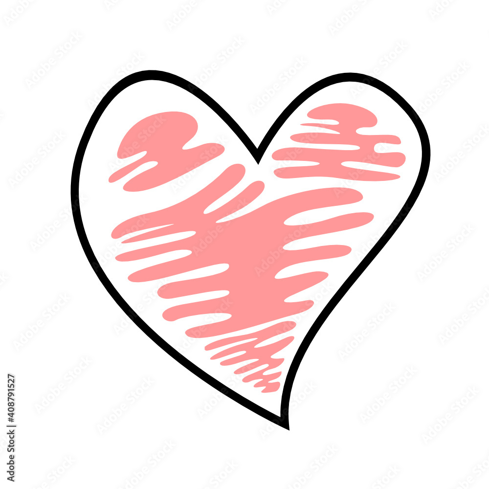 hand drawn illustration of pink heart hand drawn illustration of pink heart