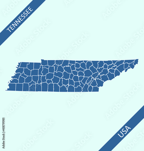 County map of Tennessee USA photo