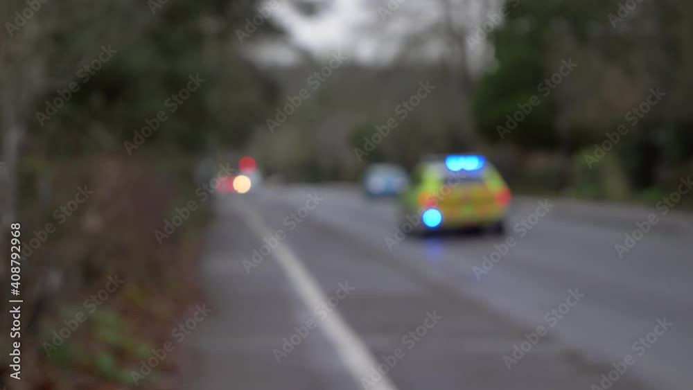 Handheld Pull Focus Shot of Paramedic Car In Oxford Handheld Pull Focus Shot of Paramedic Car In Oxford
