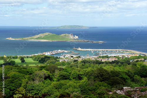 View of the fishing port and marina of the Howth Peninsula.