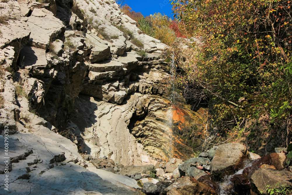Beautiful waterfall in the forest. Azerbaijan. Beautiful waterfall in the forest. Azerbaijan.