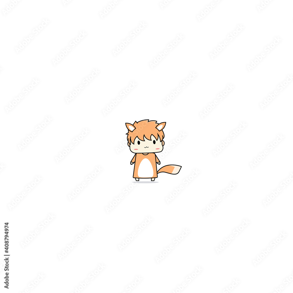 cute character chef simple chibi vector illustration fox