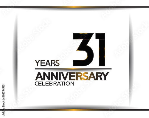 31 years anniversary black color simple design isolated on white background can be use for celebration, party, birthday and special moment