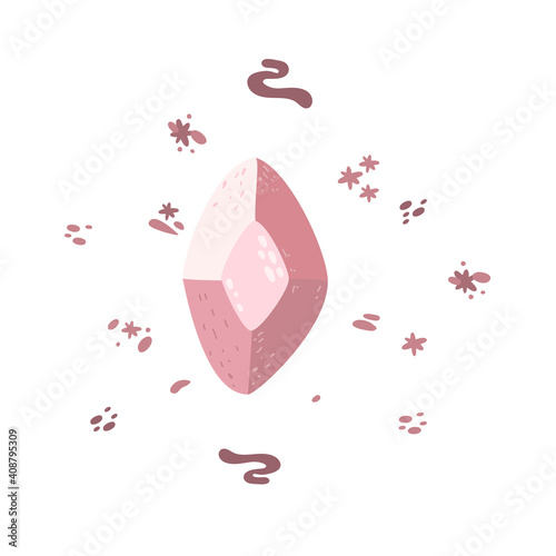 Pink crystal gems, jewel rock mineral stones, isolated natural neon glowing aquamarine gemstones sapphire or quartz glass, jewelry and geology crustal, Cartoon vector illustration