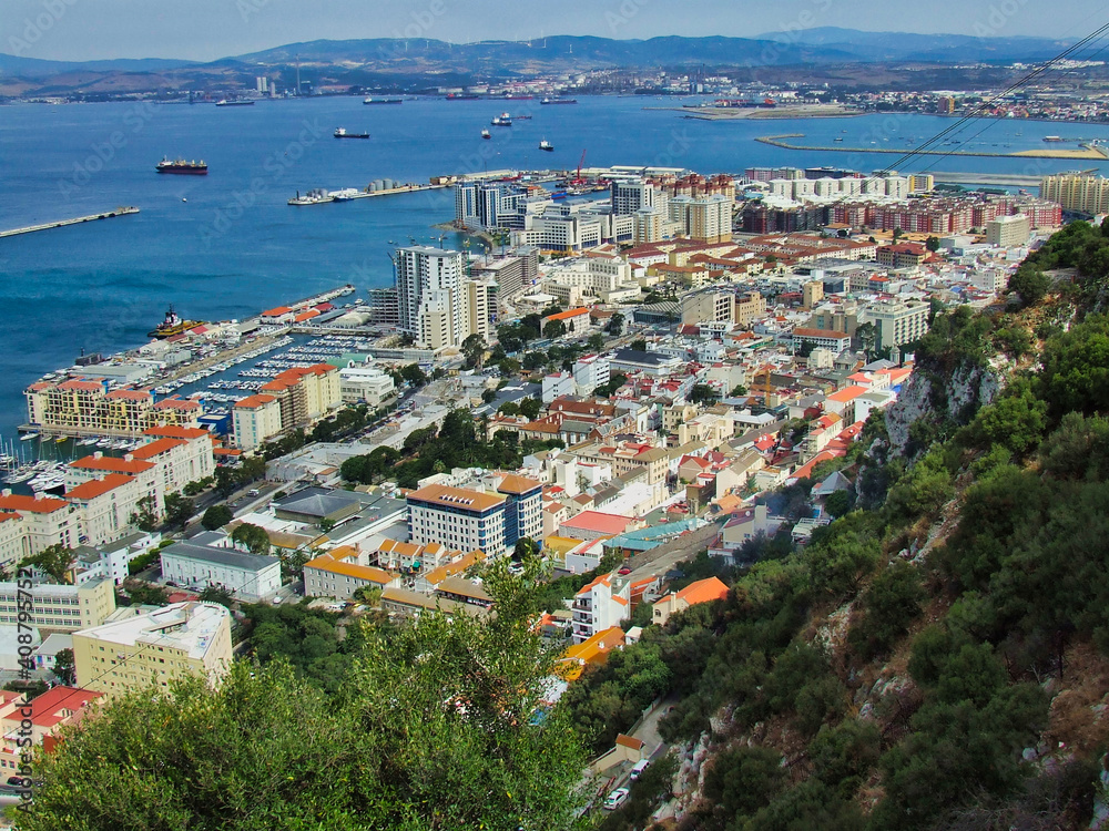 Blick auf Gibraltar Stadt vom Felsen von Gibraltar, von den Einwohnern 