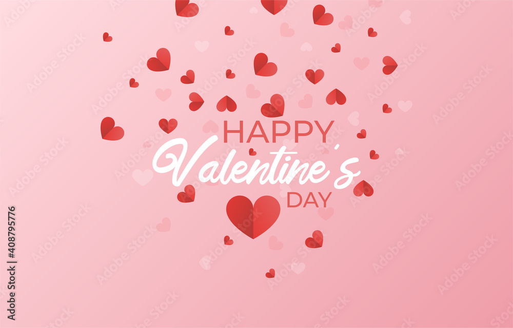 Happy Valentine's day typography banner background with Heart shape pattern vector illustration.