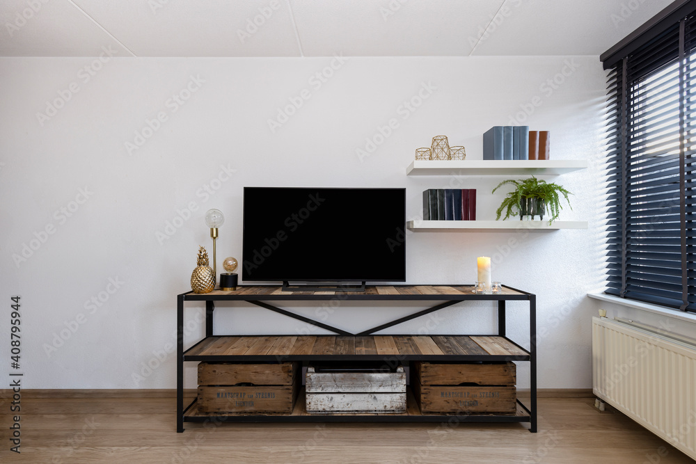 Industrial style living room interior with television Industrial style living room interior with television