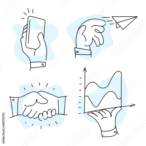 Simple Business Finance Office Behaviors Line Illustration