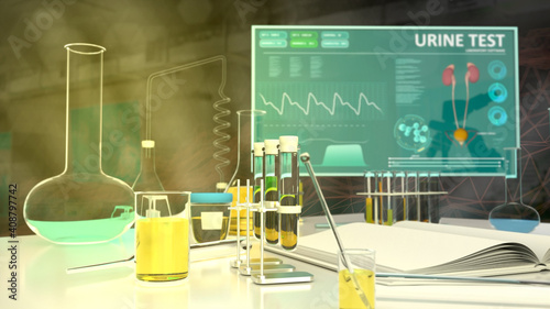 laboratory urine covid test backdrop, cg medical 3d illustration