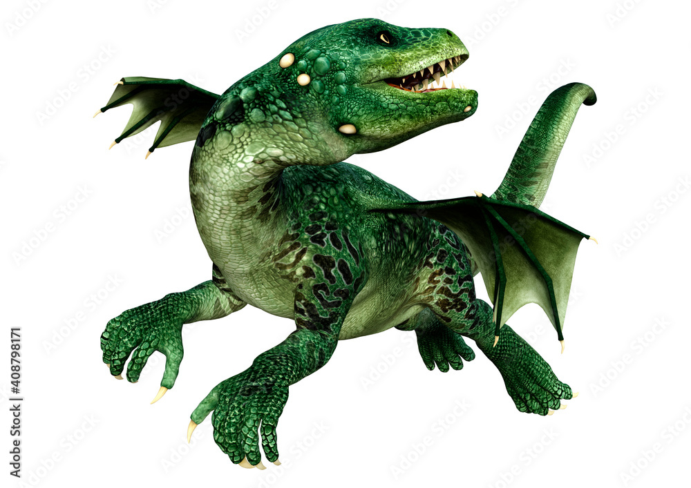 Fototapeta premium 3D Rendering Fairy Tale Dragon on White