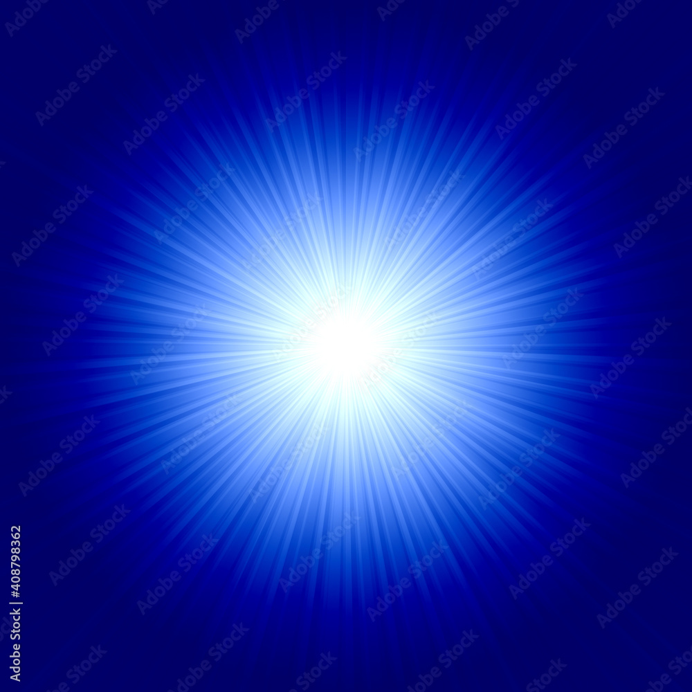 White star on the blue background with many rays. White star on the blue background with many rays.