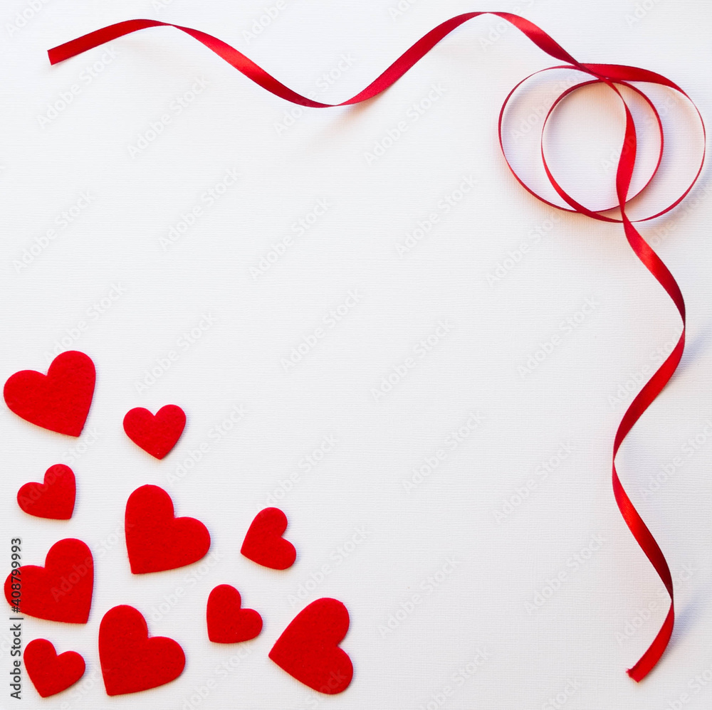 red heart with ribbon, valentines day card with heart red heart with ribbon, valentines day card with heart
