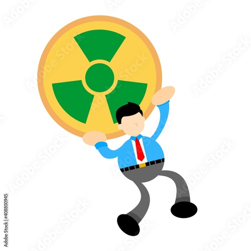 businessman worker stop nuclear activity sign cartoon doodle flat design style vector illustration