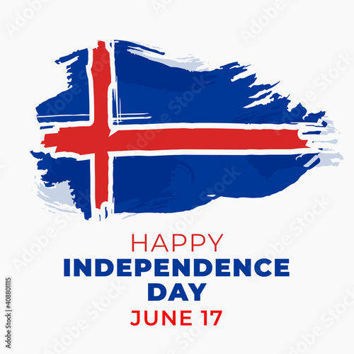 Iceland independence day, Icelandic National Day, Iceland brush stroke painted flag banner design concept for June 17, Vector 