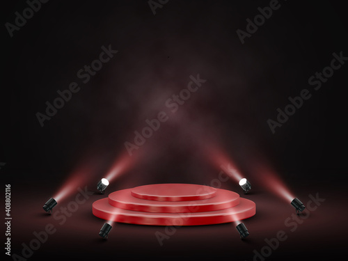 Podium with lighting. Stage, Podium, Scene for Award Ceremony with spotlights. Vector illustration