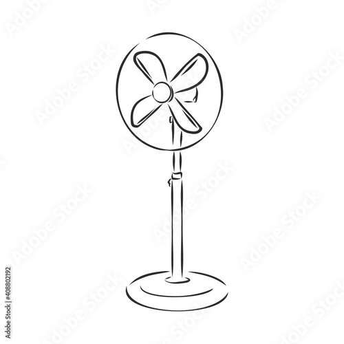 electrical fan is working vector cartoon, illustration isolated on white background. hand drawn, sketch
