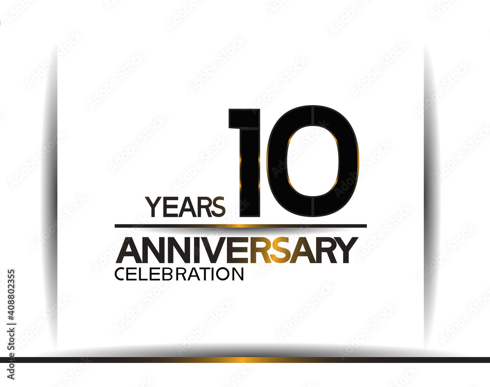 10 years anniversary black color simple design isolated on white background can be use for celebration, party, birthday and special moment