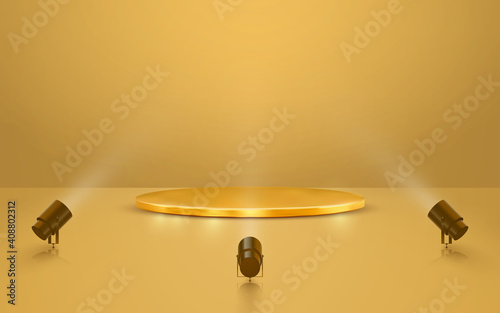 Podium with lighting. Stage, Podium, Scene for Award Ceremony with spotlights. Vector illustration
