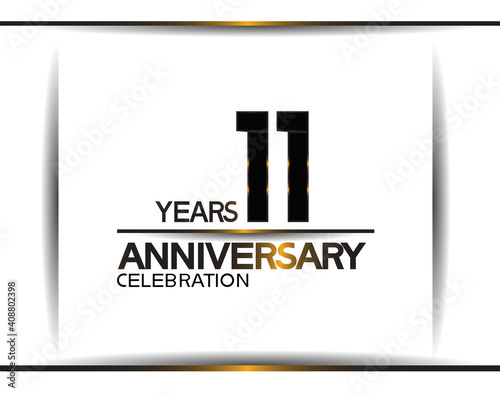 11 years anniversary black color simple design isolated on white background can be use for celebration, party, birthday and special moment