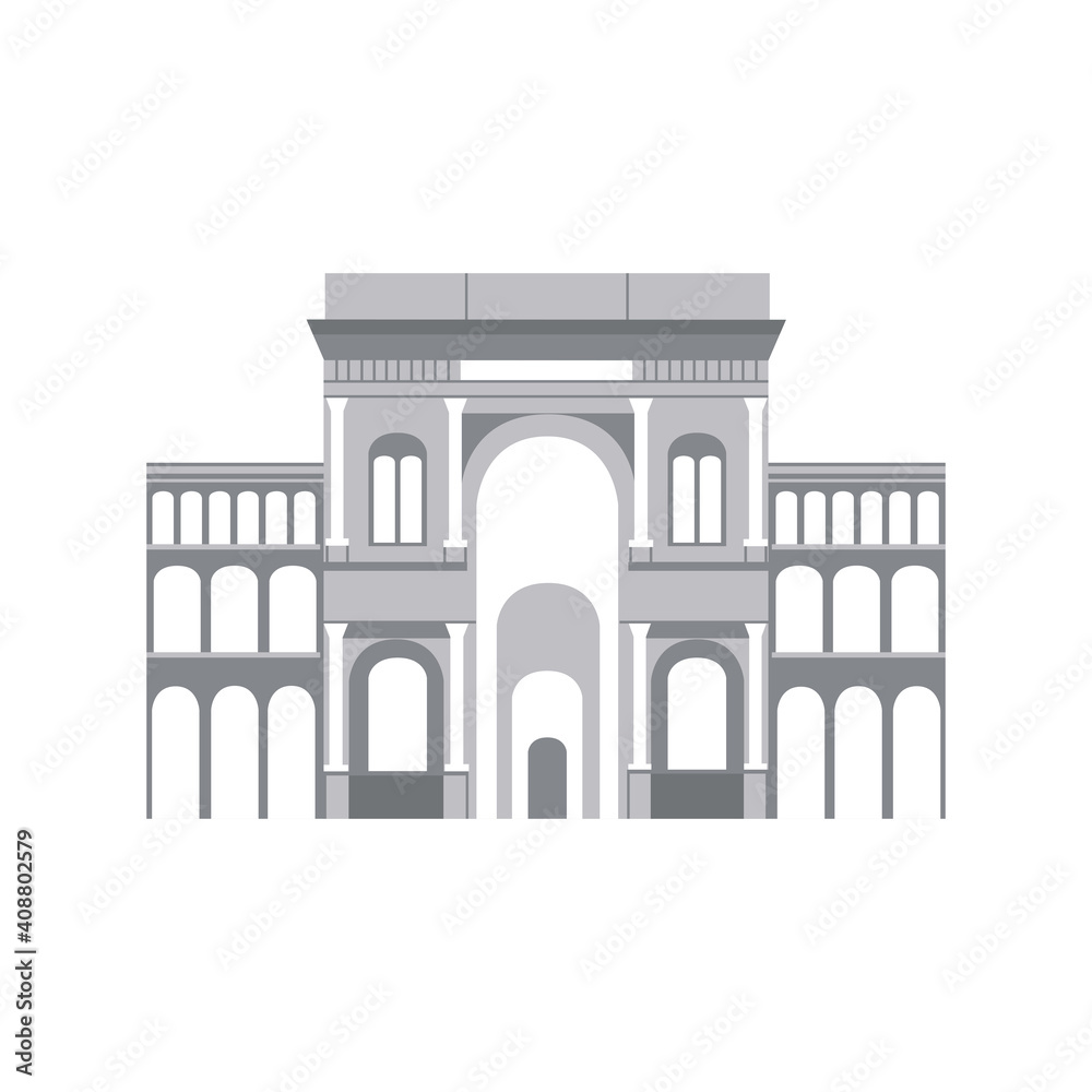 The Galleria Vittorio Emanuele II Variant - Vector Flat Illustration