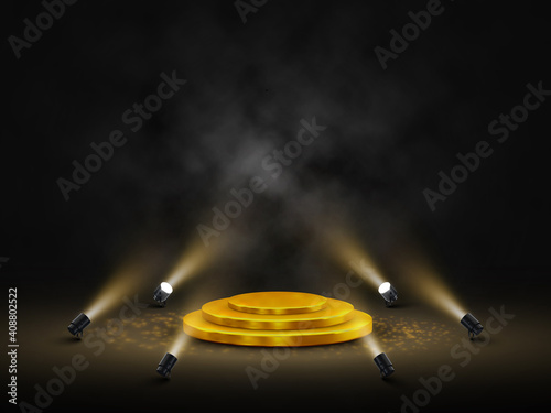 Podium with lighting. Stage, Podium, Scene for Award Ceremony with spotlights. Vector illustration