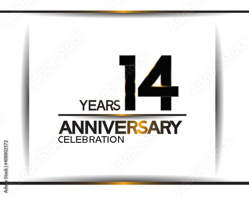 14 years anniversary black color simple design isolated on white background can be use for celebration, party, birthday and special moment