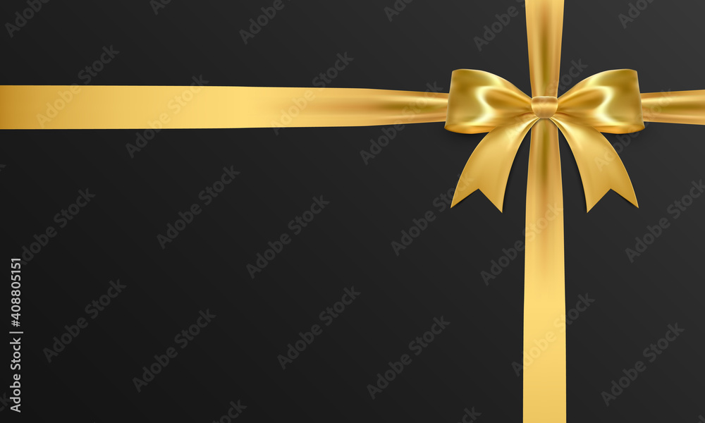 Realistic vector bow isolated on black background. Golden gift bows for cards, presentation, valentine's day, christmas and birthday illustrations Realistic vector bow isolated on black background. Golden gift bows for cards, presentation, valentine's day, christmas and birthday illustrations
