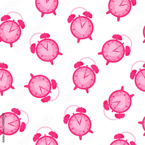 Seamless pattern of alarm clock with heart for the wedding or Valentine's Day.
