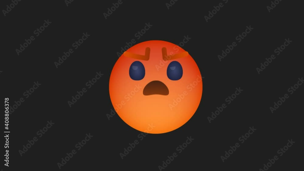 Angry Emoji Reaction. Animation with alpha channel. Facebook is a well-known social networking service.