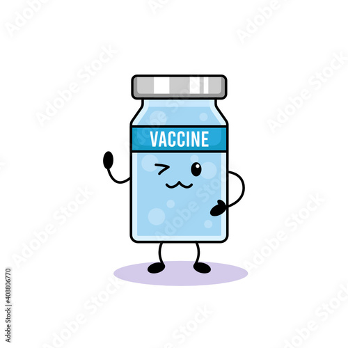 Cute a bottle of vaccine mascot design