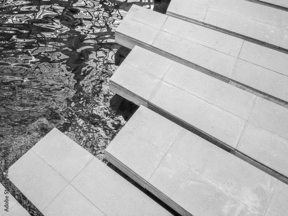 Stockfoto med beskrivningen black and white scene of floating concrete