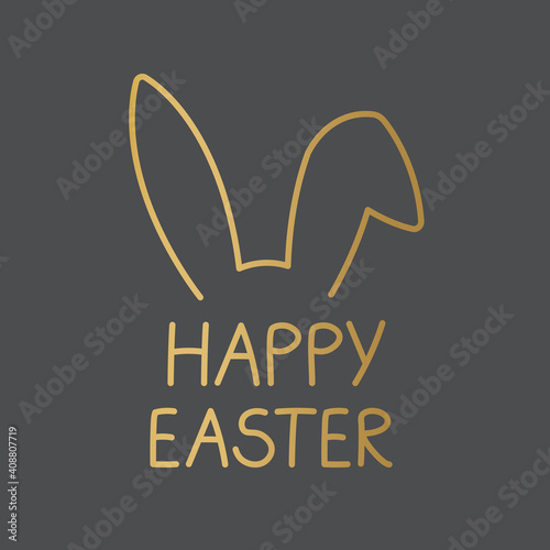 happy easter golden concept - vector illustration