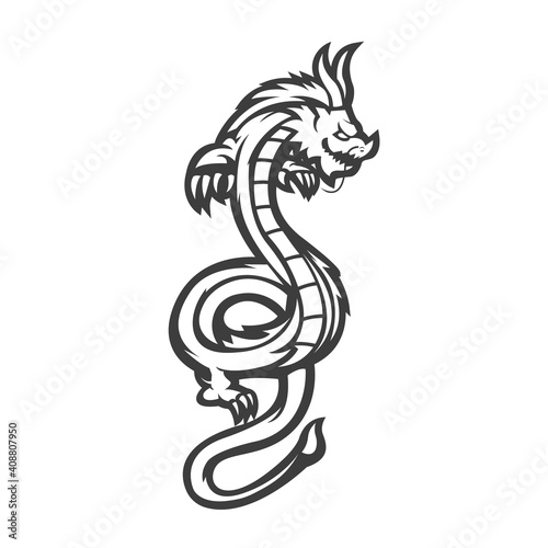 Dragon mascot logo silhouette version © Artchilles
