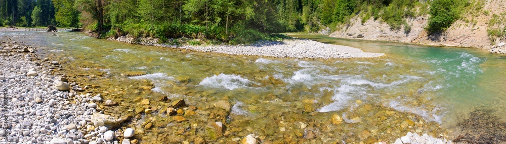 river Ammer in canyon flowing with cascades river Ammer in canyon flowing with cascades