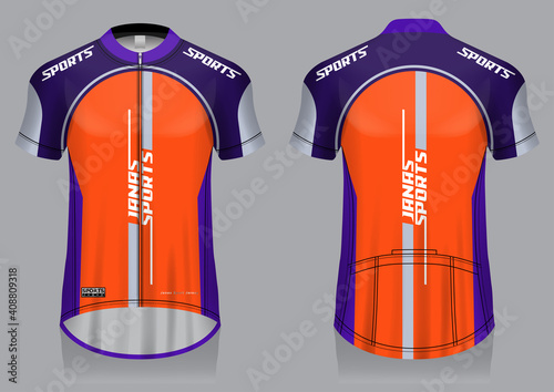 Jersey cycling template design uniform front and back view