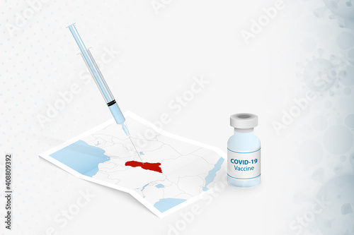 Central African Republic Vaccination, Injection with COVID-19 vaccine in Map of Central African Republic.