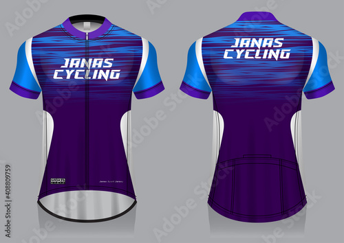 Jersey cycling template design uniform front and back view