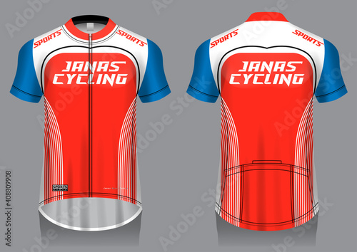 Jersey cycling template design uniform front and back view