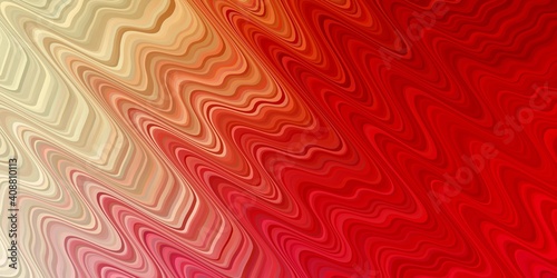 Light Red, Yellow vector backdrop with bent lines.