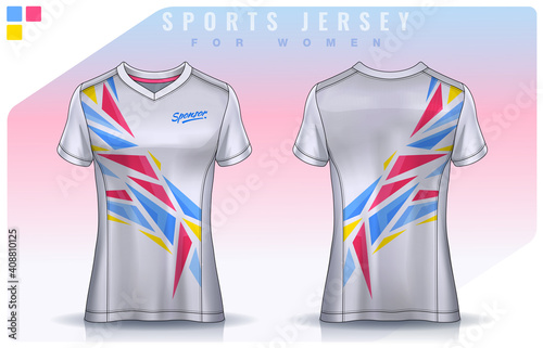 t-shirt sport design for women, Soccer jersey mockup for football club. uniform template.