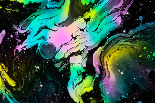 acrylic pouring colorful space artwork