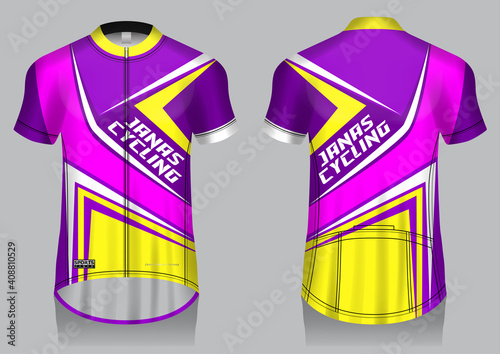 Jersey cycling template design uniform front and back view